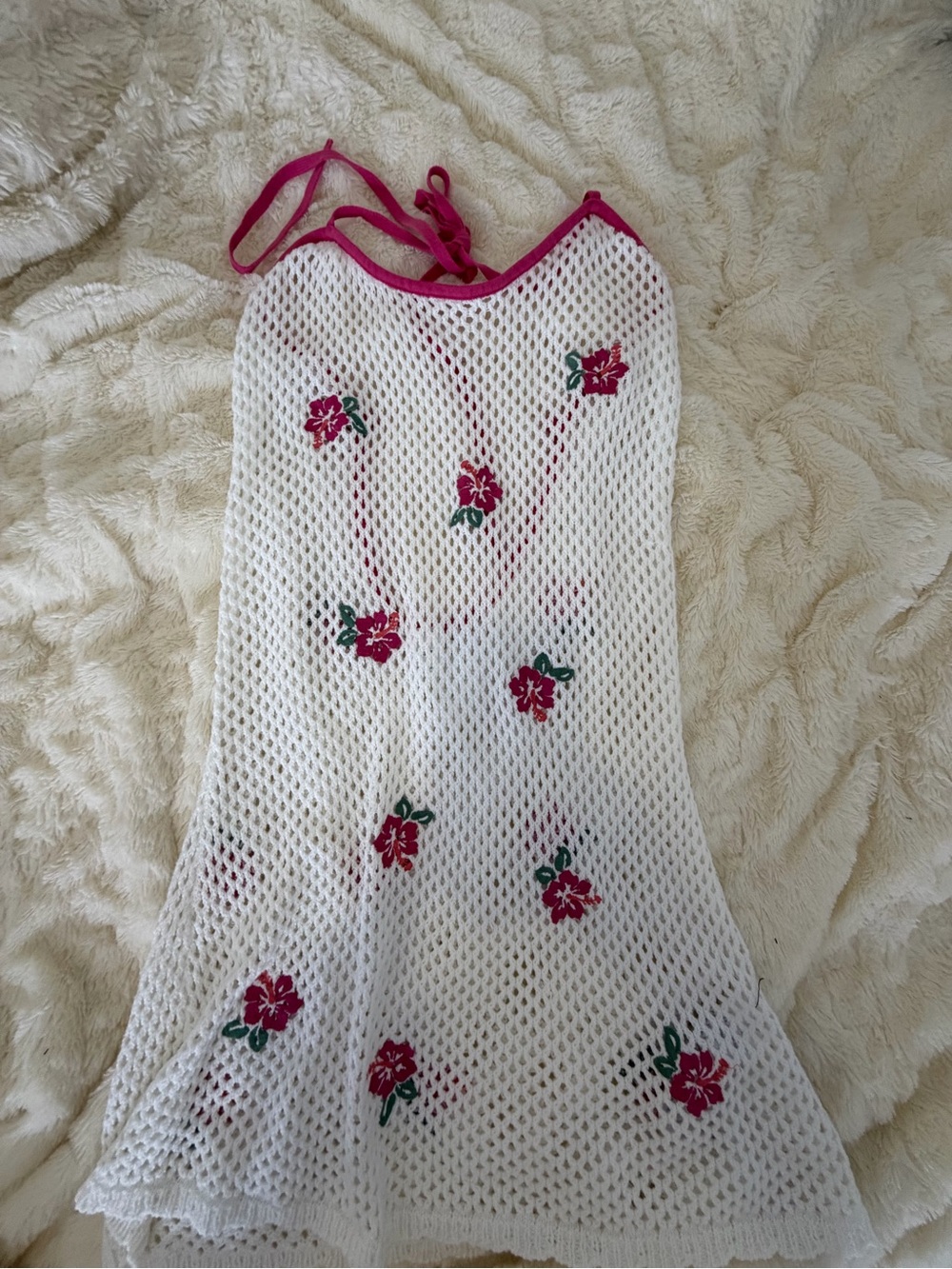 Womens White Crochet bathing suit cover up